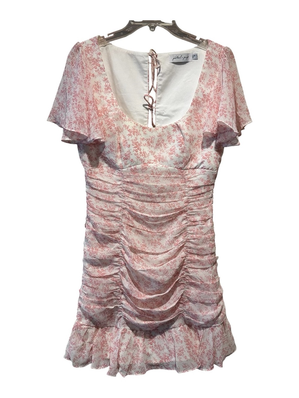 Petal and Pup Floral Ruched Mini Dress in Light Pink
